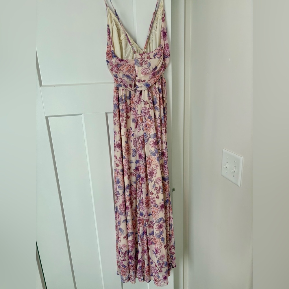 Pink Floral Mesh Maternity Maxi Dress - Picture 7 of 7